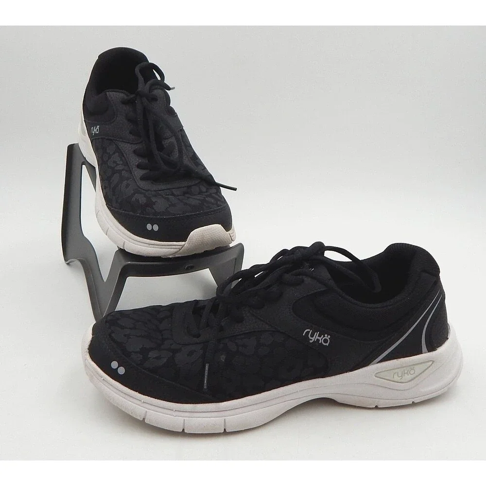 Ryka Rae 3 Leopard Print Black Women's Size 10 Lightweight Memory Foam Sneaker